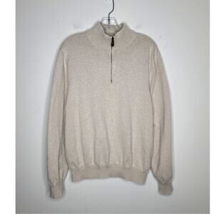 Brooks Brothers cream tan 100% cotton 1/4 zip pullover sweater - large